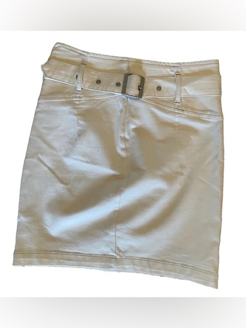 Free People Cream Denim Mini Skirt with Belt